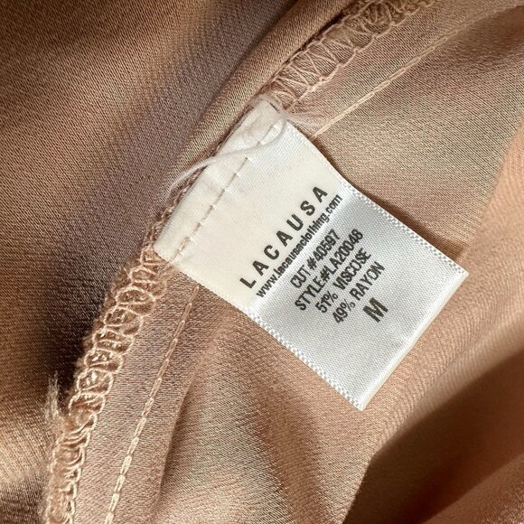 LACAUSA Santi Jumpsuit Pink Rose Satin Wide Leg Sleeveless V Neck Langenlook M - Picture 5 of 8